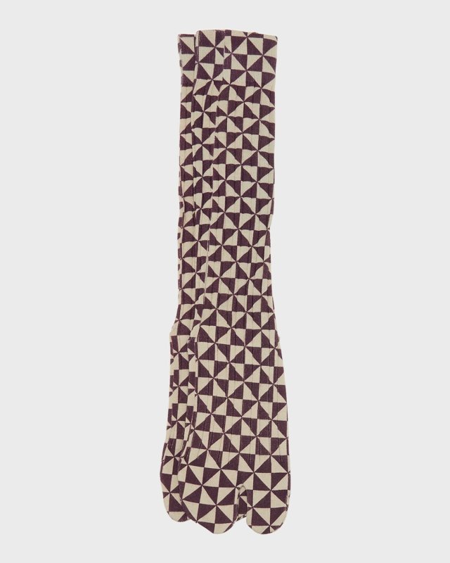 Abstract-Print Split-Toe Crew Socks